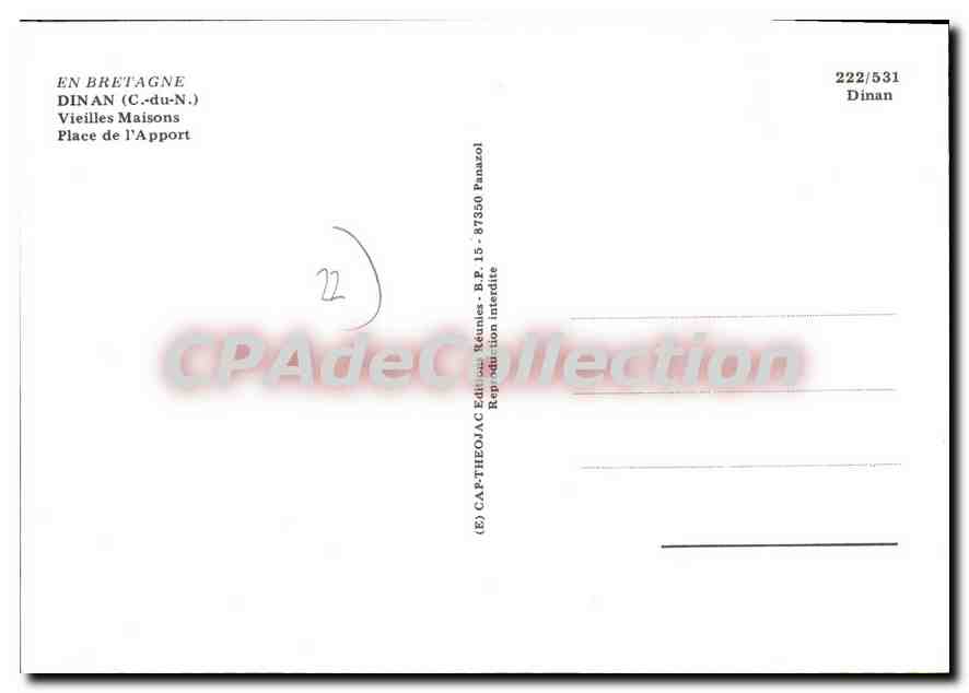 Dinan (C.-du-N.) — Vieilles Maisons, Place de l'Apport — CAF-THEOAC Éditions — Verso