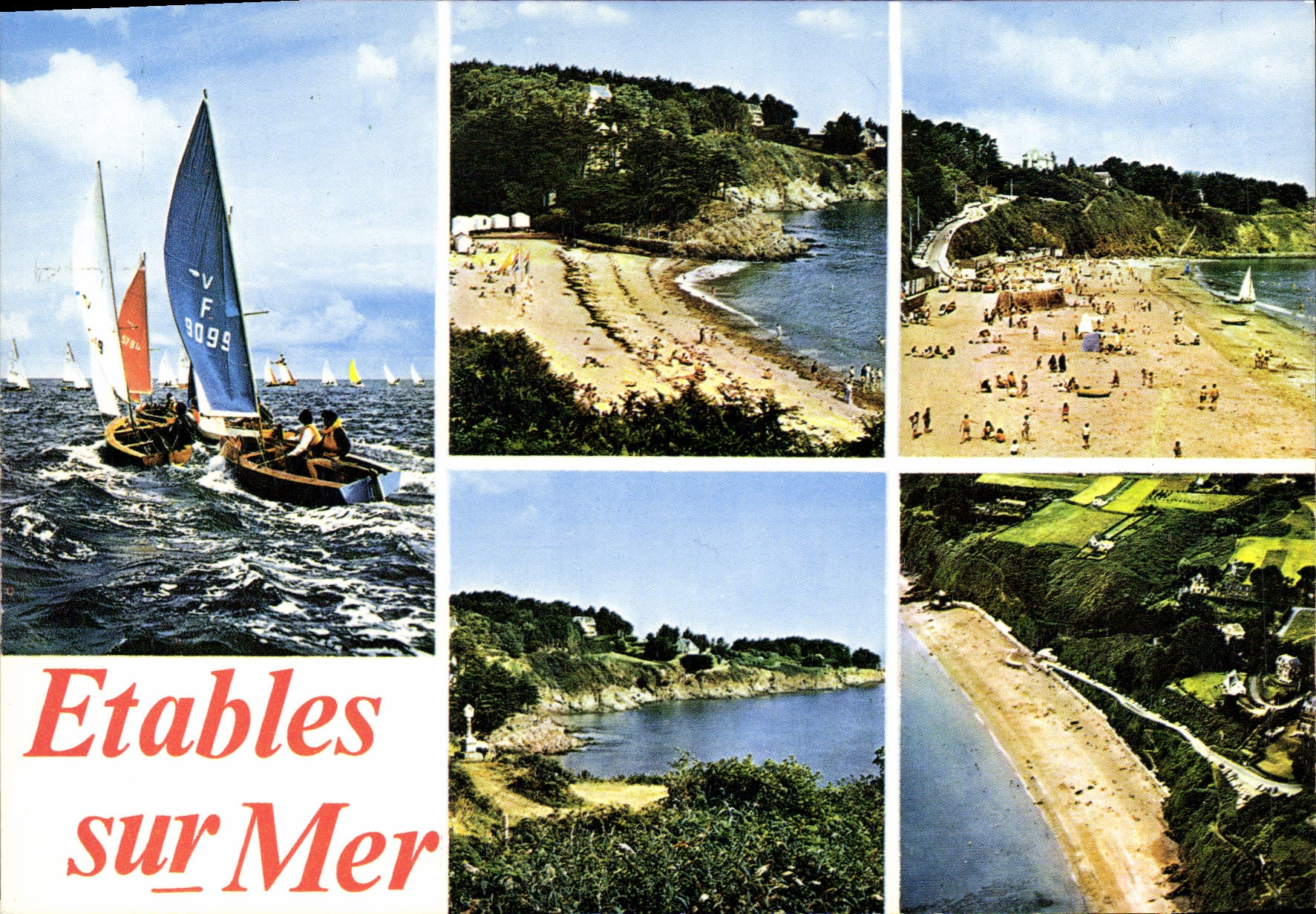 CPSM ETABLES-sur-MER plage Vauriens en régates moulin Gobelins