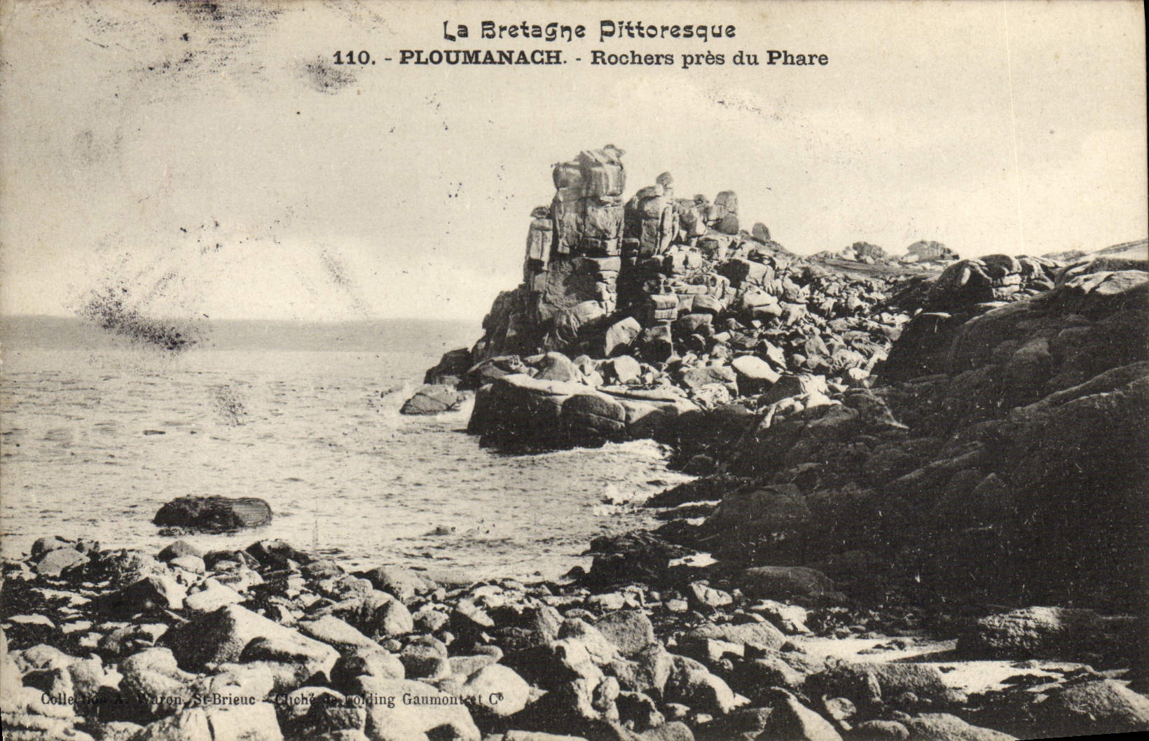 Ploumanach - Rochers près du Phare — Collection Baron St-Brieuc, Chocht & Gaumont C°, n°110 - Recto