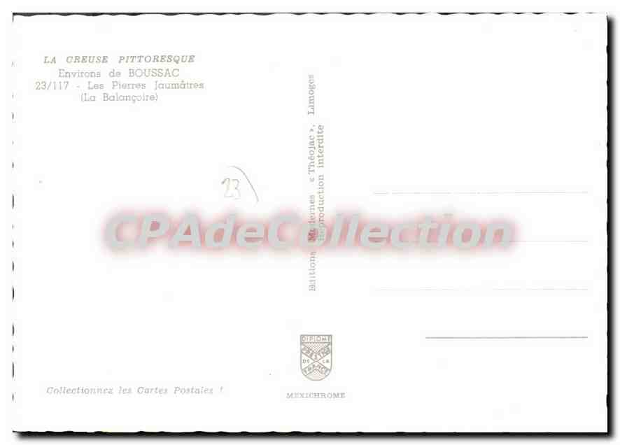 CPSM BOUSSAC pierres jaumâtres balançoire — Rückseite