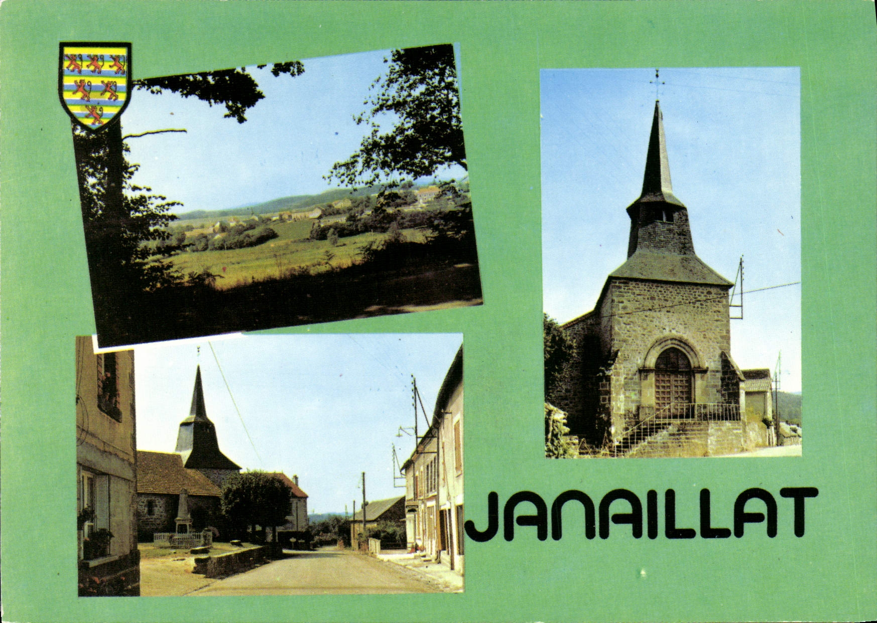 Janaillat — Vue générale, la place, l'église — Editions Théolac - Recto