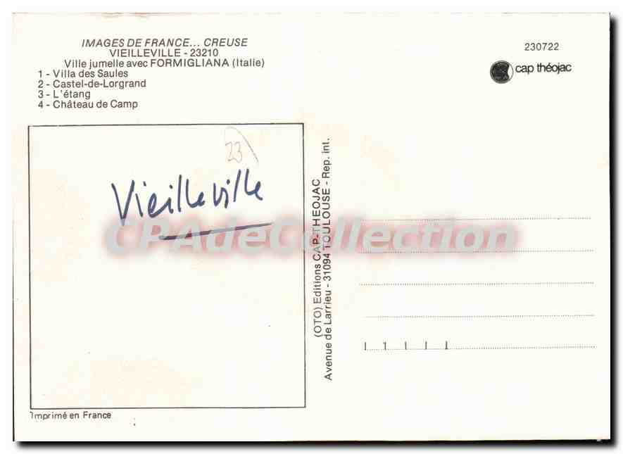 Vieilleville — Village fleuri — Éditions CAP THÉOJAC — Verso
