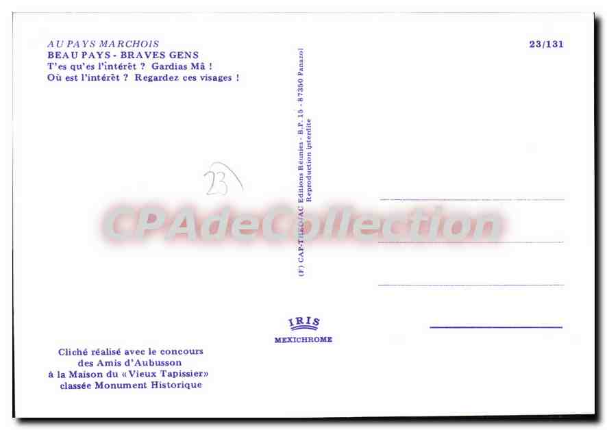 Scène de jeu de cartes — Au Pays Marchois — Éditions Iris Mexichrome, n°23/131 — Verso