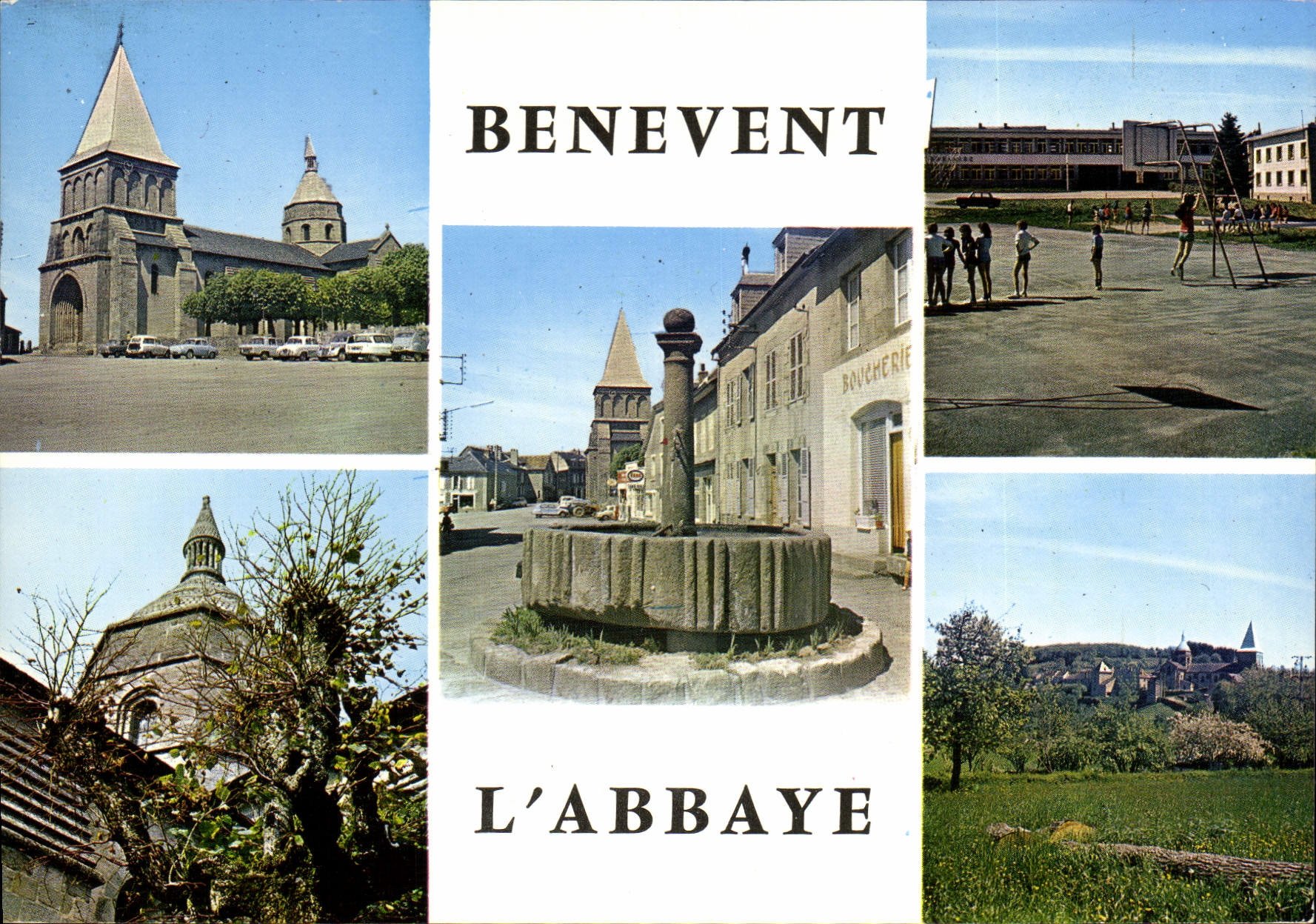 Benevent L'Abbaye — Église romane, ancienne abbatiale, fontaine, école — Éditions Théolaz