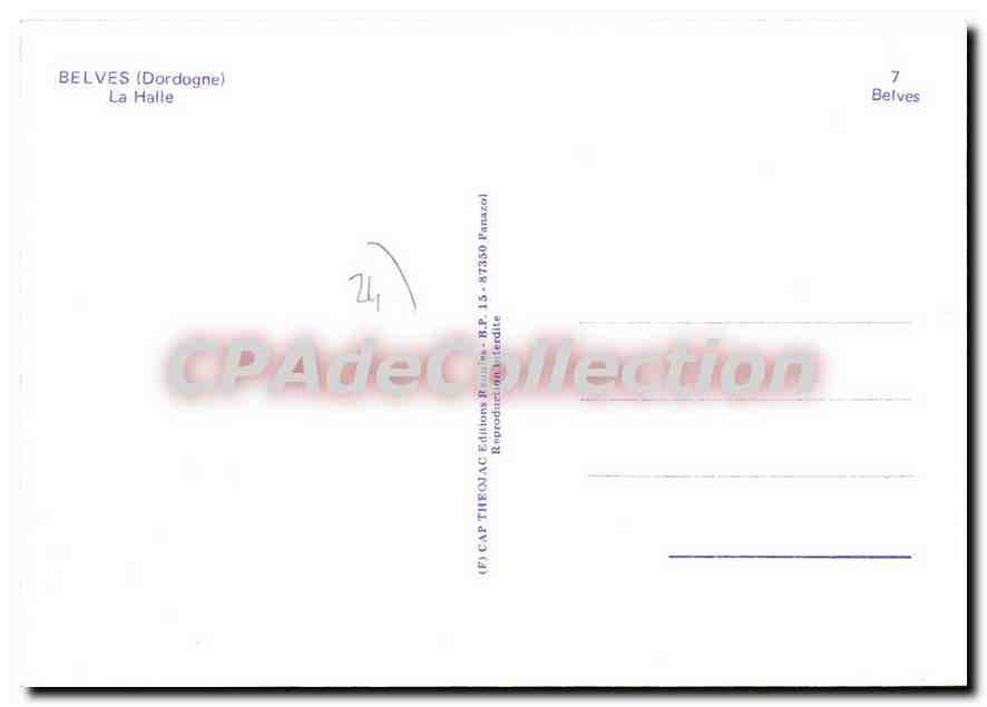 CPSM BELVES la Halle — Verso