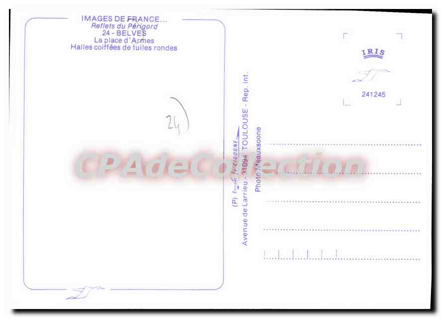 CPSM BELVES place d'armes — Verso
