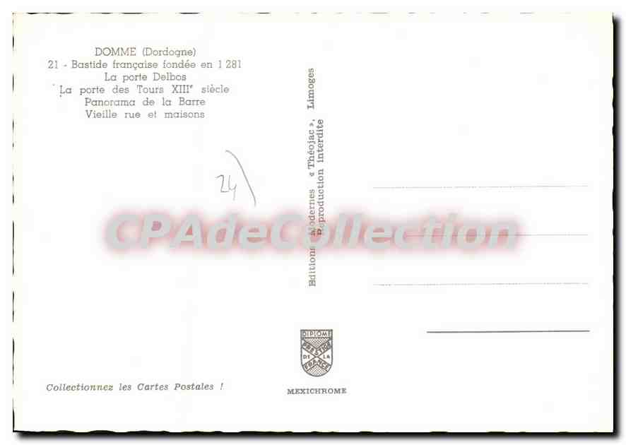 CPSM DOMME porte Delbos la Barre — Verso