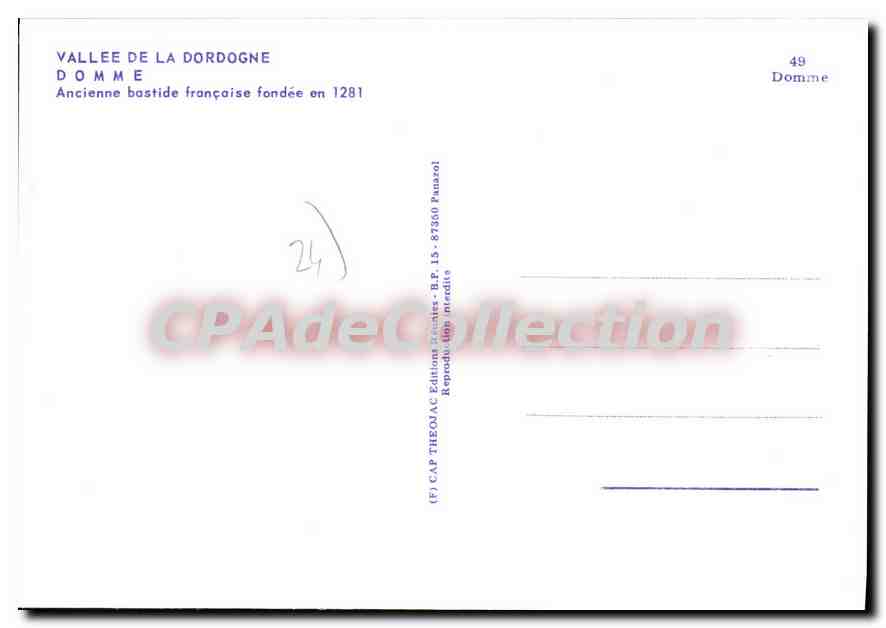 CPSM DOMME ancienne bastide — Verso