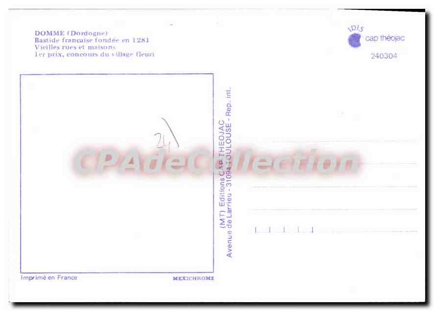 CPSM DOMME premier prix concours du vilage fleuri — Verso