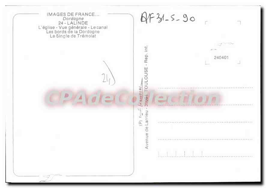 CPSM LALINDE église Single de TREMOLAT — Verso