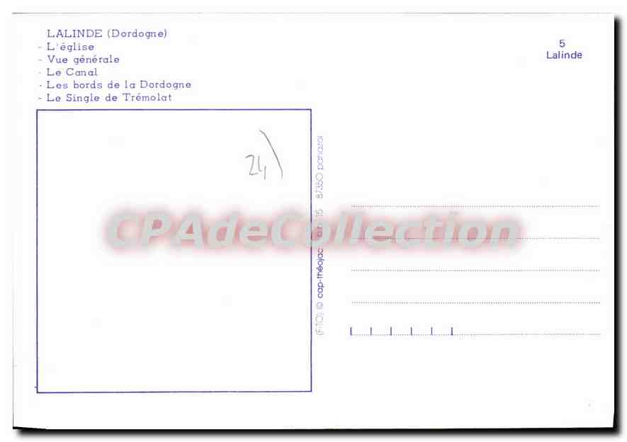 CPSM LALINDE église canal Single de TREMOLAT — Verso