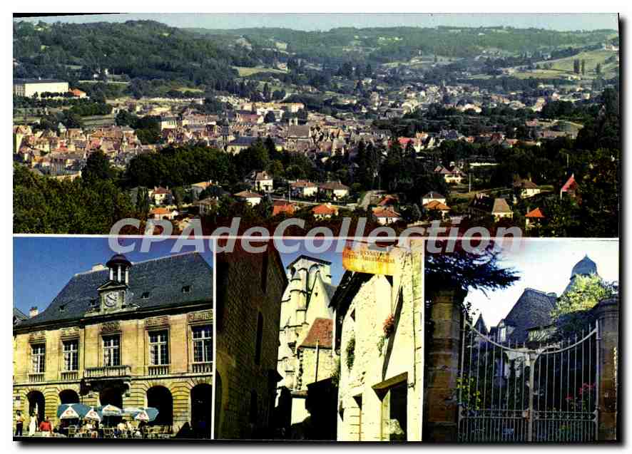 Sarlat (Dordogne) — Vue générale, l'Hôtel-de-Ville, l'Église Sainte-Marie, le Présidial — Éditions LA CIGOGNE, Bordeaux