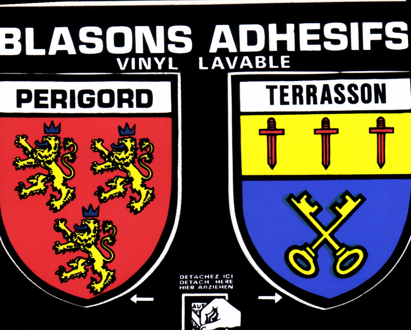 Blason de Périgord et Terrasson — blasons adhésifs vinyle lavable — (M RS) Éditions Larrieu, Toulouse