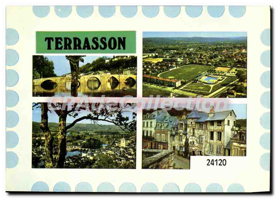 Terrasson — Panoramablick und Sehenswürdigkeiten — Verlag Antike Ansichtskarte Collection, Nr. 24120