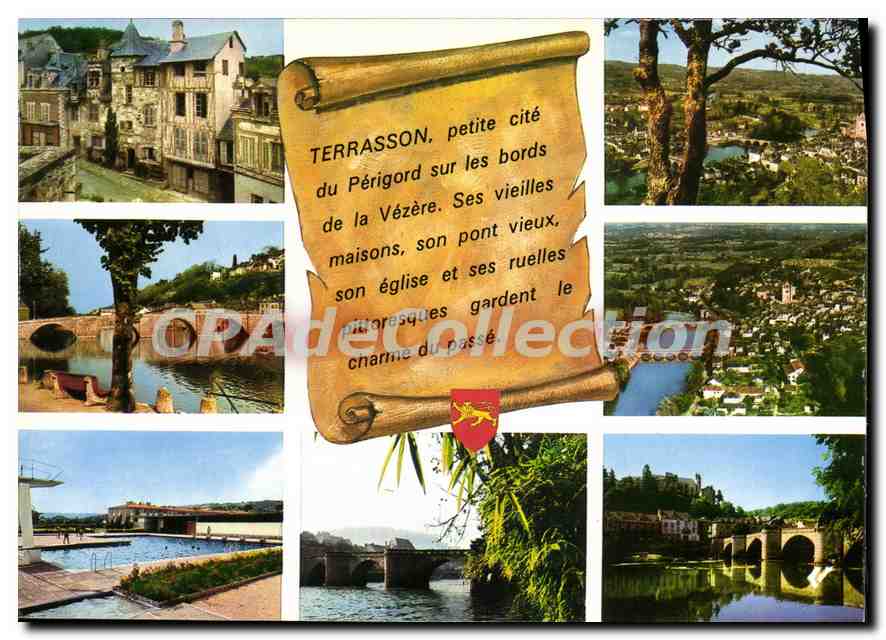 Terrasson, kleine Stadt im Périgord am Ufer der Vézère — Editions Larrieu