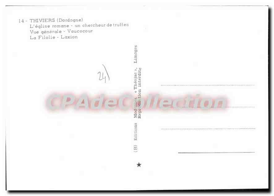 CPSM THIVIERS église chercheur de truffes cochon Vaucocour Filolie Laxion — Rückseite