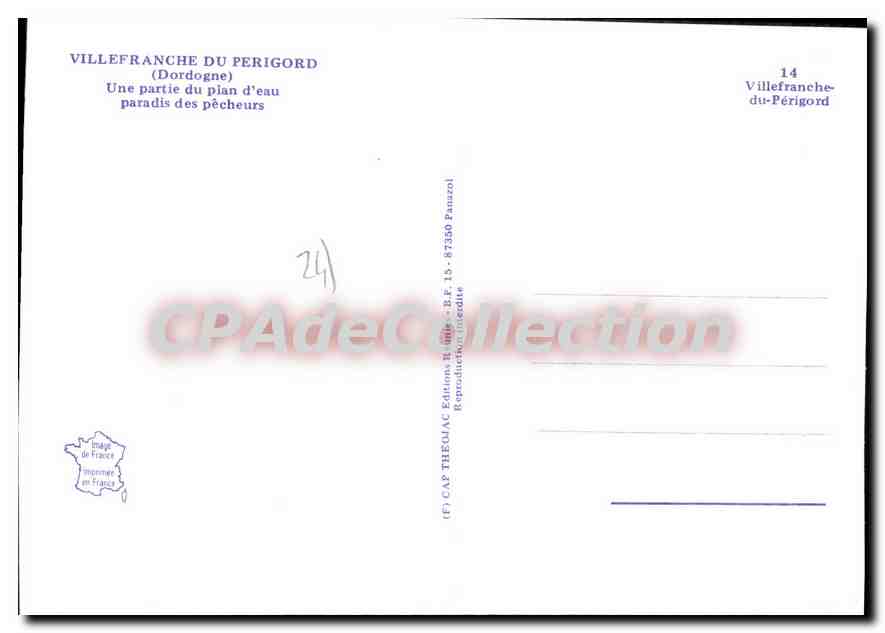 CPSM VILLEFRANCHE DU PERIGORD paradis des pêcheurs — Verso