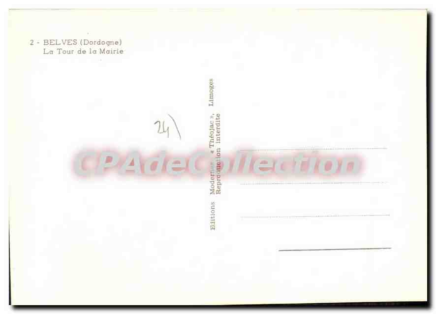 CPSM BELVES la Tour de la Mairie — Verso