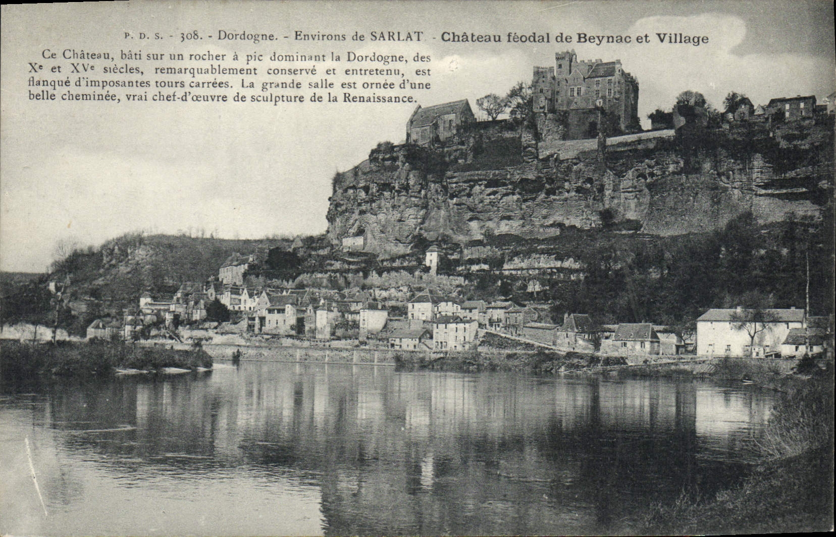 Burg Beynac und Dorf — Umgebung von Sarlat — P.D.S. 308