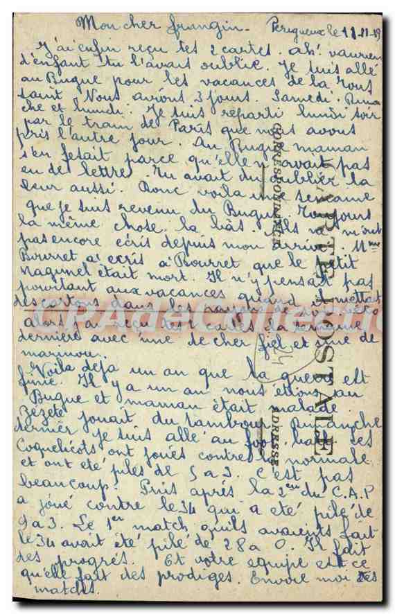 CPA LE BUGUE roc de l'Agranel — Verso