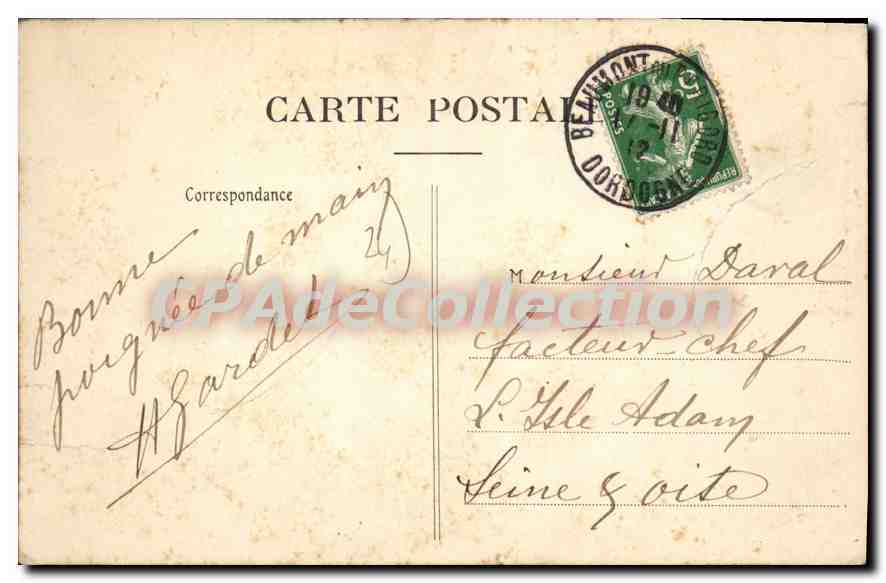 CPA château de BANNES — Verso