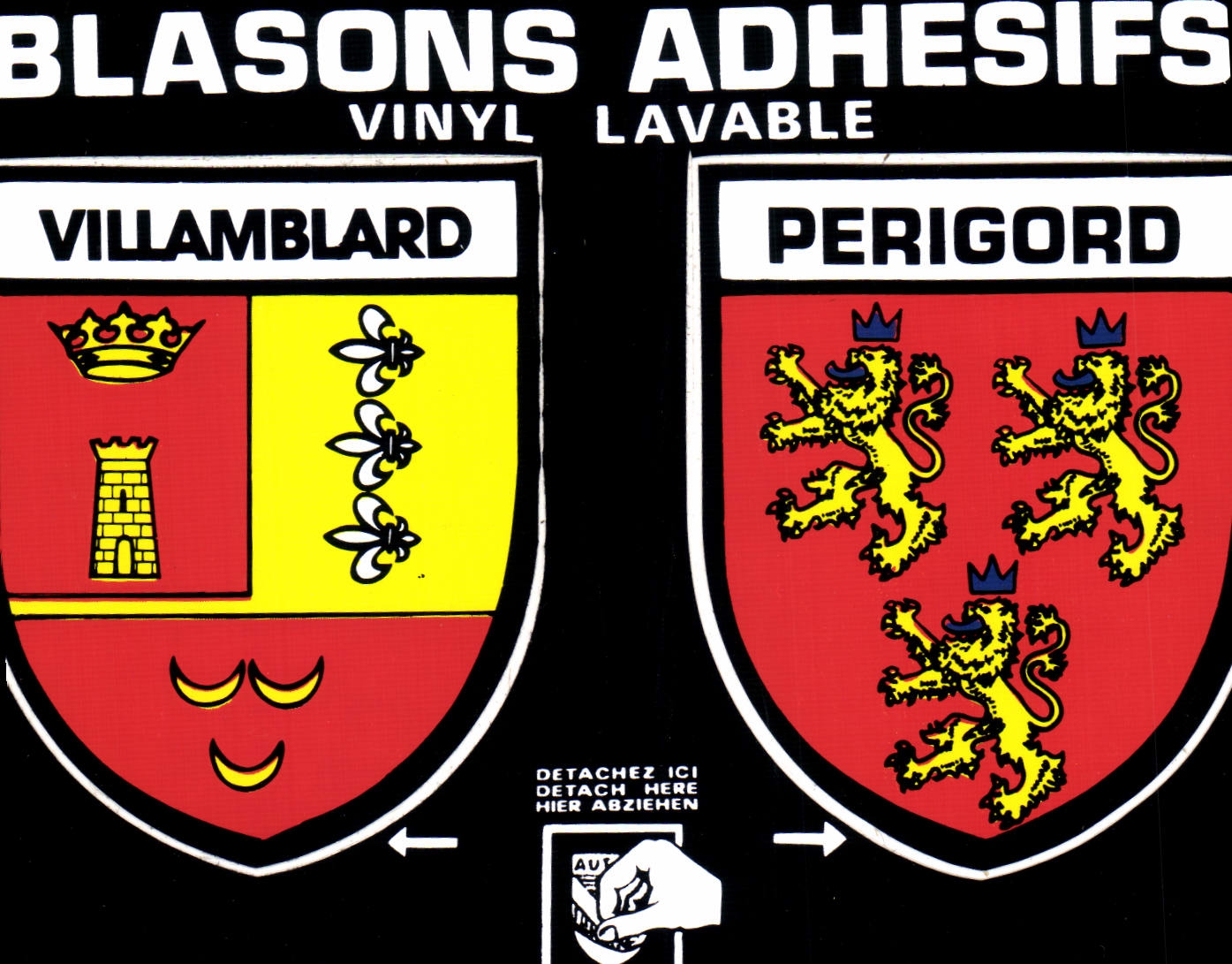 CPSM VILLAMBLARD PERIGORD blasons adhésifs autocollants