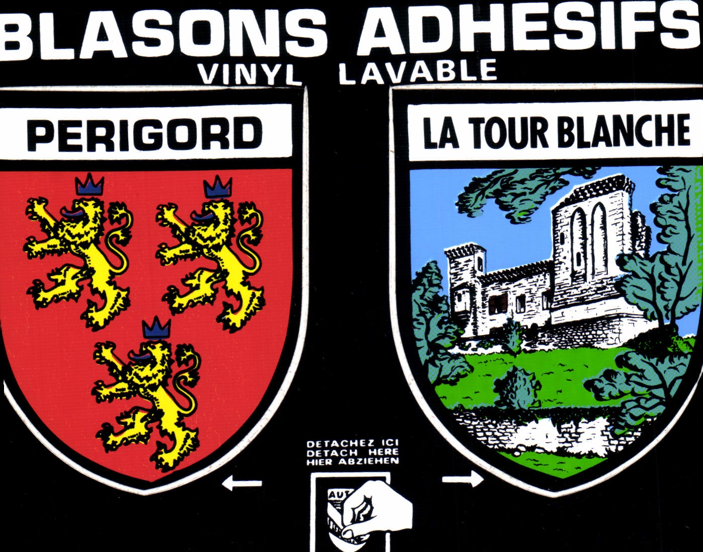 CPSM LA TOUR BLANCHE PERIGORD blasons adhésifs autocollants