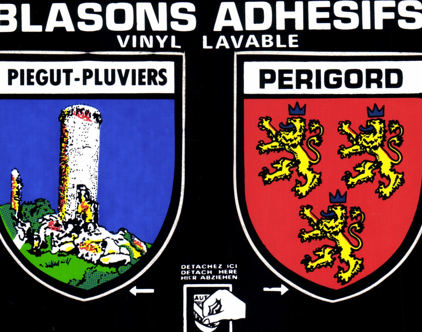 CPSM PIEGUT-PLUVIERS PERIGORD blasons adhésifs autocollants