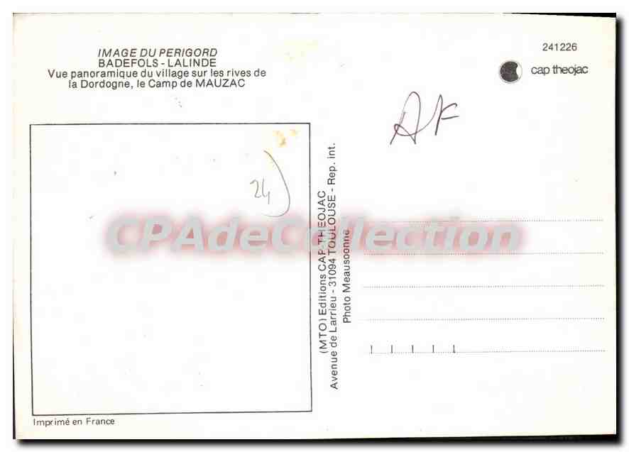 CPSM BADEFOLS-LALINDE camp de MAUZAC — Verso