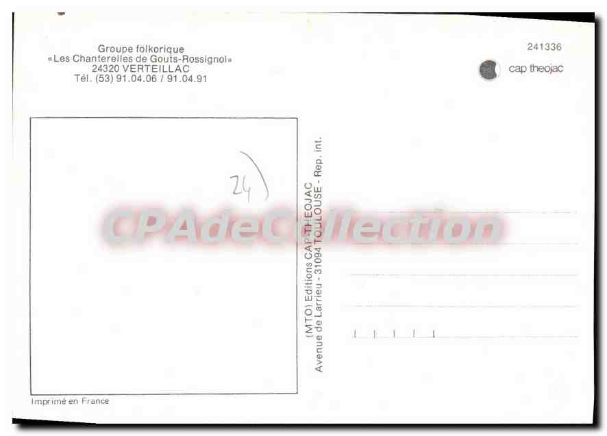 CPSM VERTEILLAC folklore chanterelles Gouts-Rossignol — Verso