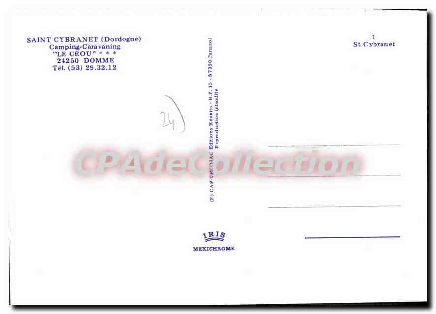 CPSM SAINT-CYBRANET camping LE CEOU DOMME — Verso