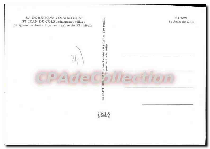 CPSM SAINT-JEAN DE COLE — Verso