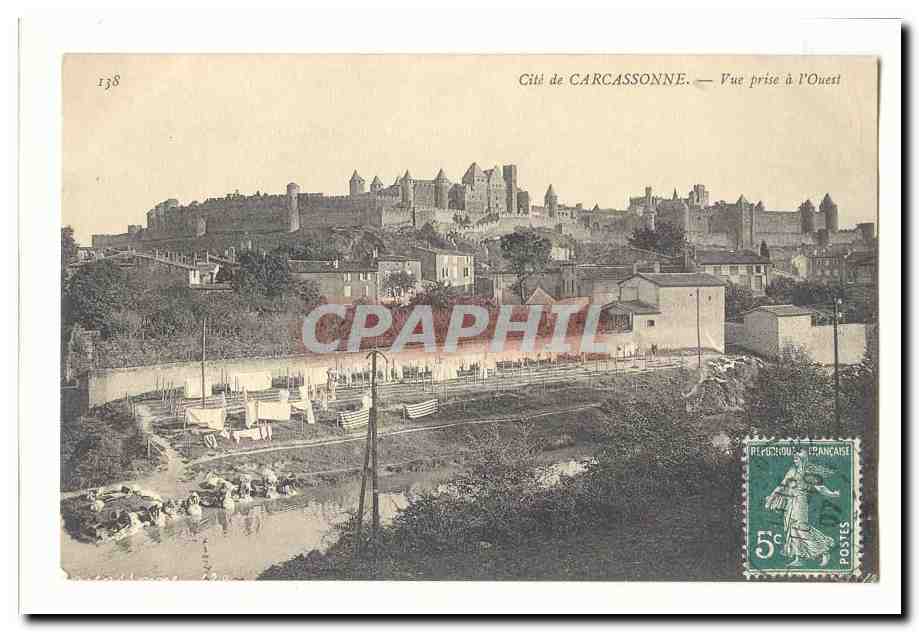 Cité de CARCASSONNE — Vue prise à l'Ouest — Éditeur : C.P.A. n°138