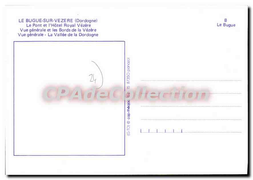 CPSM Le Bugue Sur Vezere Le Pont Et I'Hotel Royal — Verso