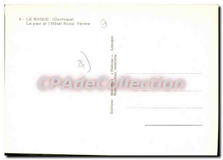 CPSM Le Bugue Le Pont Et I'Hotel Royal Vezere — Verso