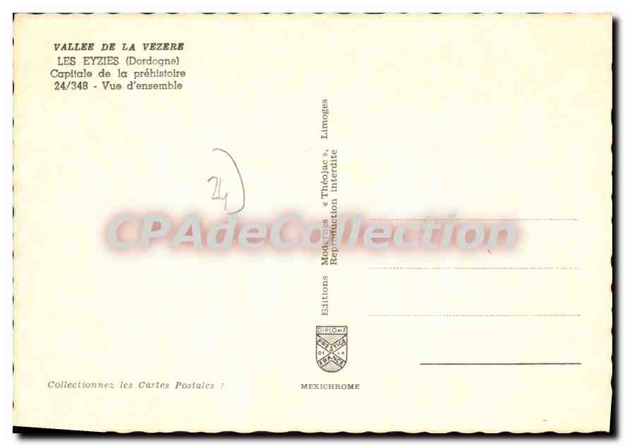 CPSM Les Eyzies Capitale De La Prehistoire Vue D'Ensemble — Verso