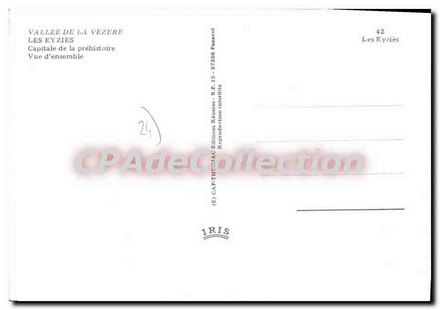 CPSM Les Eyzies Capitale De La Prehistoire Vue D'Ensemble — Verso