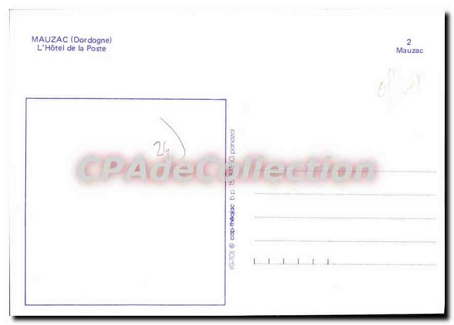 Mauzac (Dordogne) — Das Hotel de la Poste — Verlag CPAAdeCollection — Rückseite