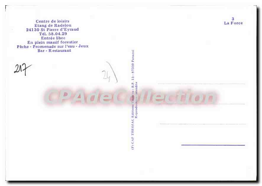 CPSM Centre De Loisirs Etang De Redelou SAINT PIERRE d'EYRAUD — Verso