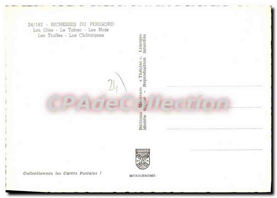 CPSM Richesses Du Perigord Les Oies Le Tabac Noix truffes — Verso