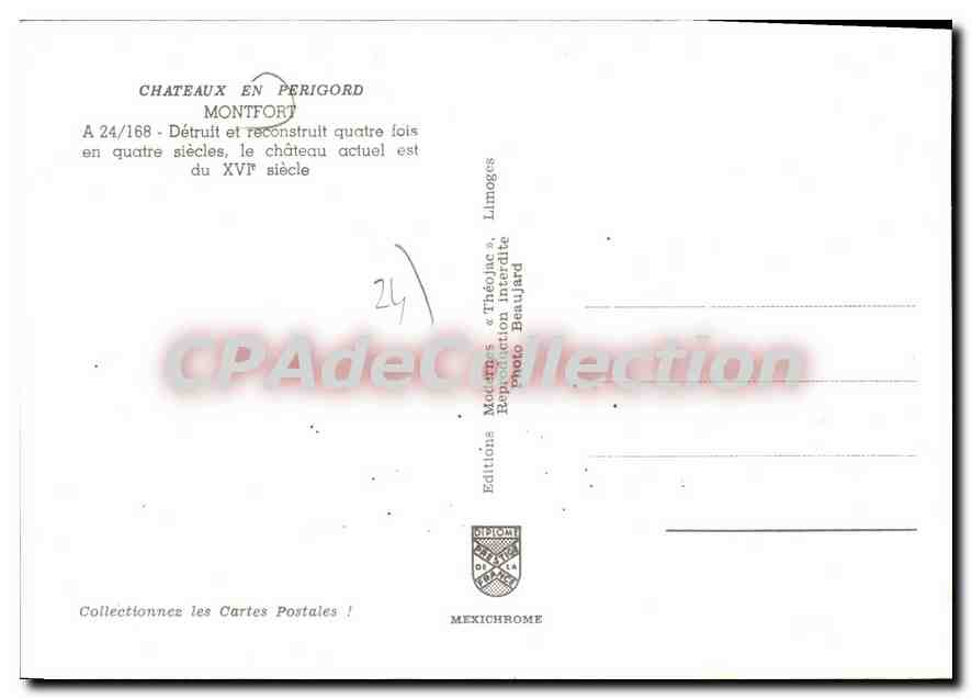 Château de Montfort — Périgord — Éditions Mexichrome, n° 24/168 — Reverso