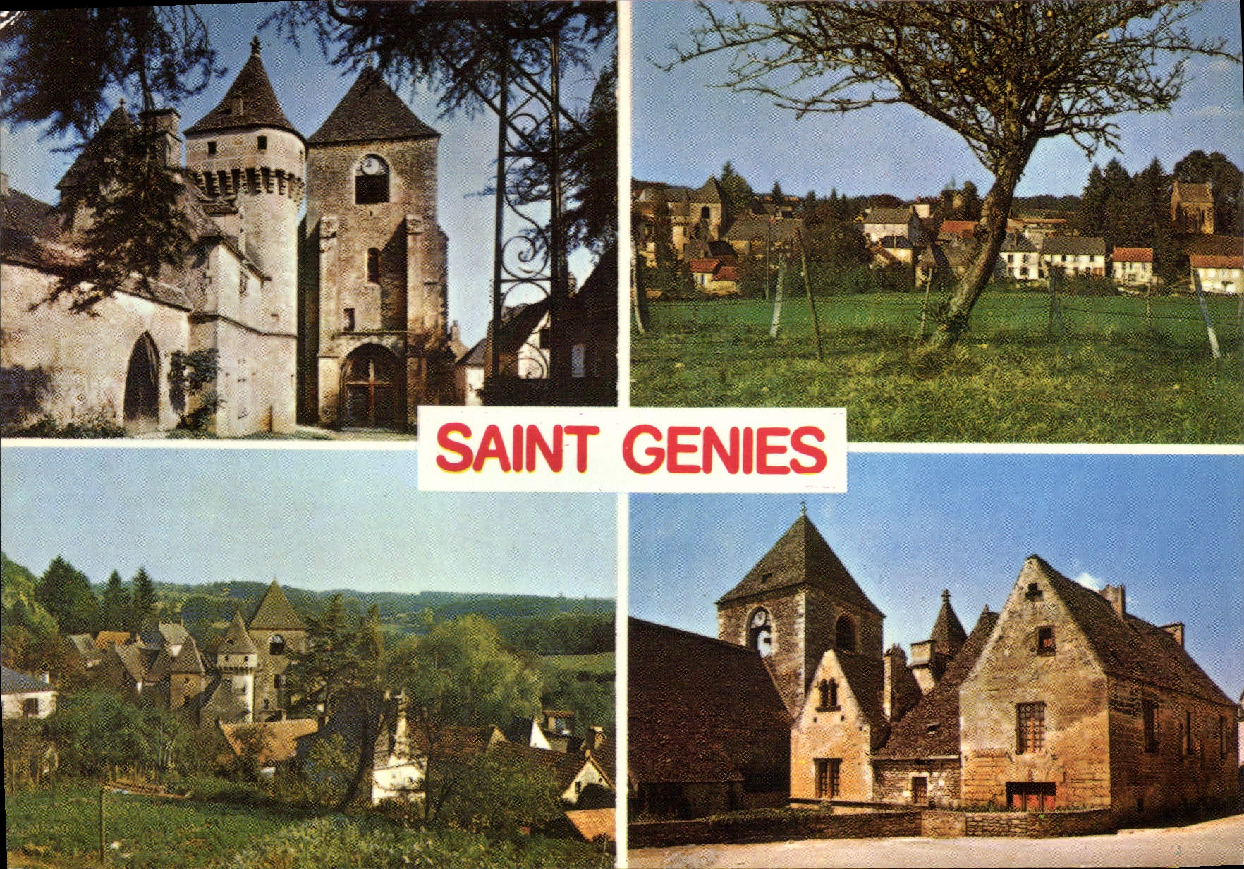 Saint Genies — Panoramablick mit Kirche und Dorf — Verlag CPAdeCollection, n°6