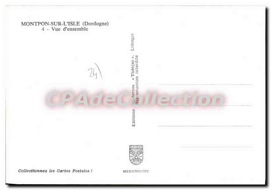 Montpon-sur-l'Isle (Dordogne) — Überblick — Editions Mexichrome, Limoges, n°4 — Rückseite