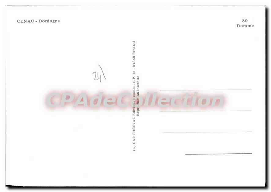 Cenac - Périgord — Panoramablick mit Wappen — Verlag CAP-THEOJAC — Rückseite