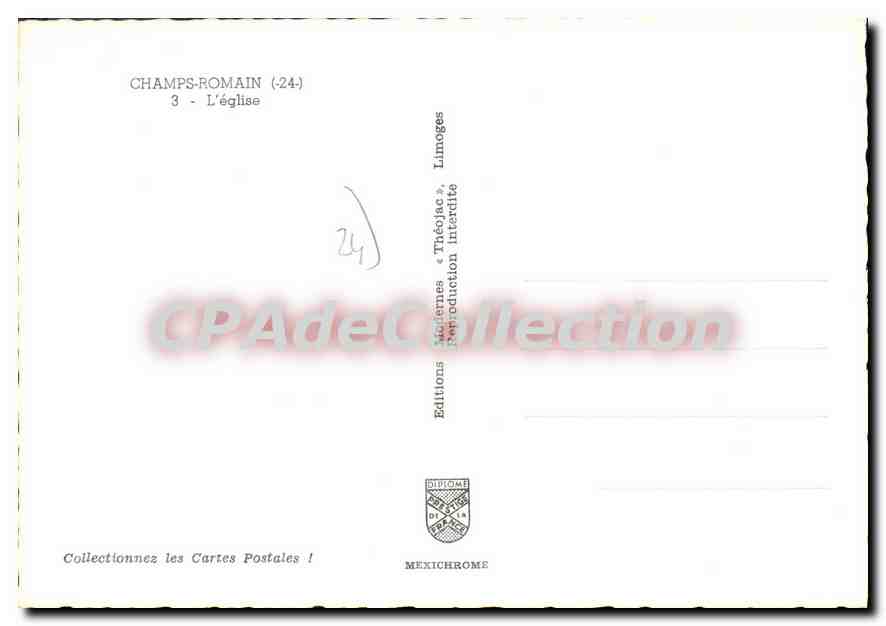 Champs-Romain (24) — L'église — Éditions Diplomome — Verso