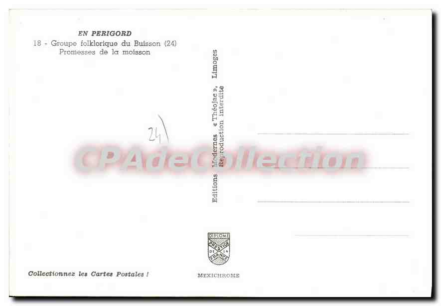 Promesses de la moisson — Groupe folklorique du Buisson (24) — Éditions Diplôme — Verso
