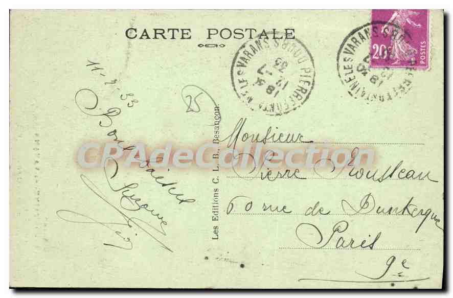 Pierrefontaine-les-Varans — Rochers et Cascade du Cirque du Val — Éditions C. L. B. Besutcon — Rückseite