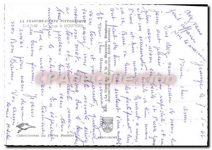 CPSM Mouthier La Loue La Franche Comte Pittoresque — Rückseite
