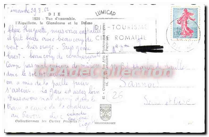 Die — Vue d'ensemble, l'Aiguillette, le Glandasse et la Drôme — Lumicap-Tourisme — Verso