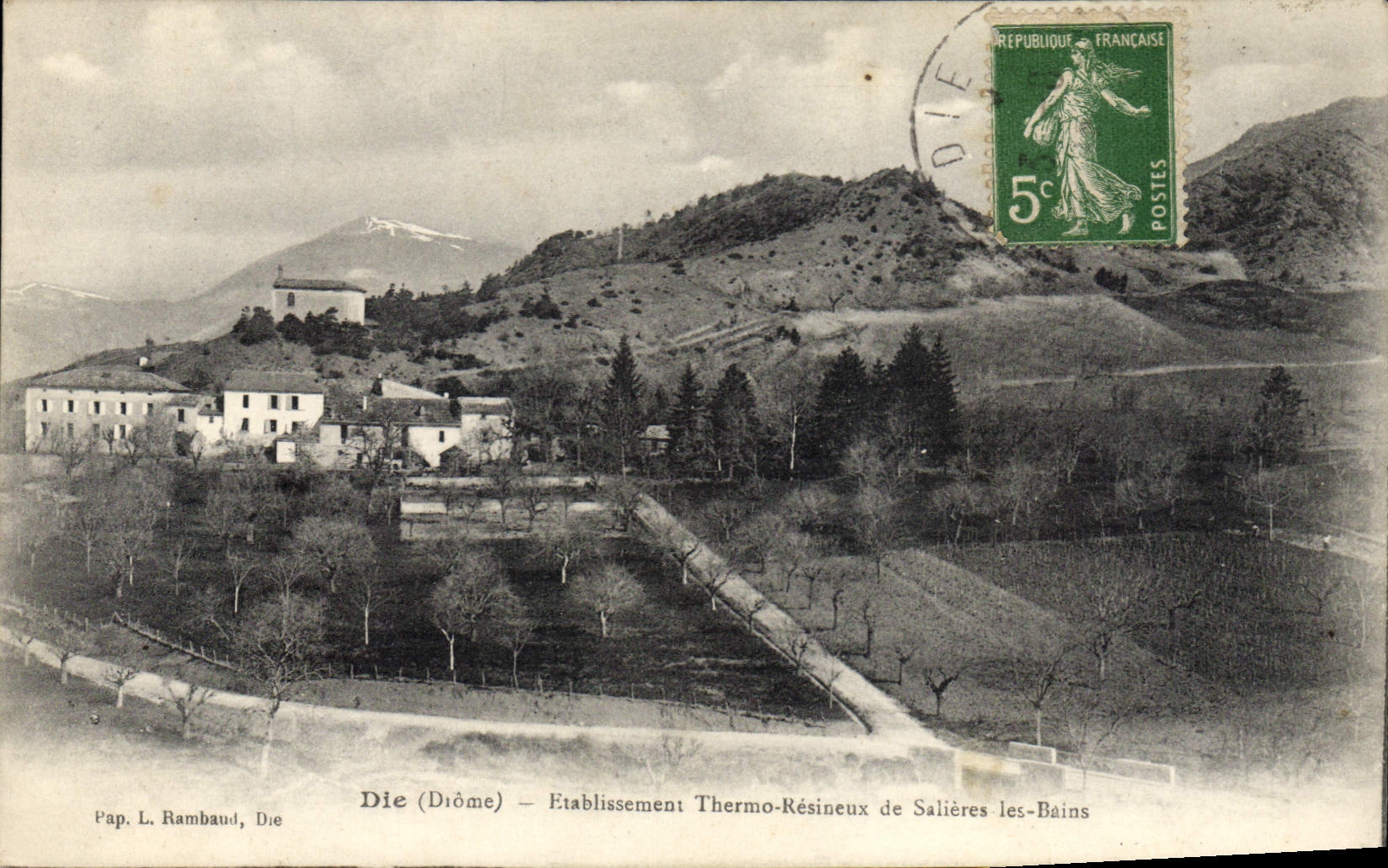 Die (Drôme) — Etablissement Thermo-Résineux de Salières-les-Bains — Pap. L. Rambaud, Die